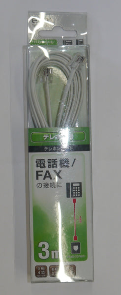 ELPA　テレホンコード　6極2/4芯　3M　TEW-T030
