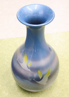 壺 円形 鶴柄 花瓶 直径約130ｍｍ×高さ250ｍｍ 口径22ｍｍ