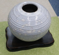 壺 台座付き 円形 和風 直径約200ｍｍ×高さ210ｍｍ 口径72ｍｍ