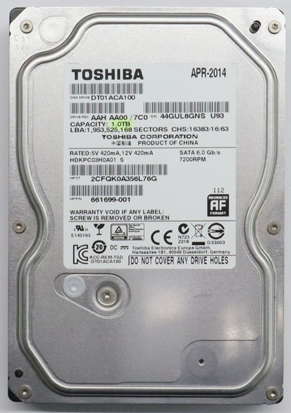 TOSHIBA 3.5インチハードディスク Serial ATA600 DT01ACA100（容量1TB）